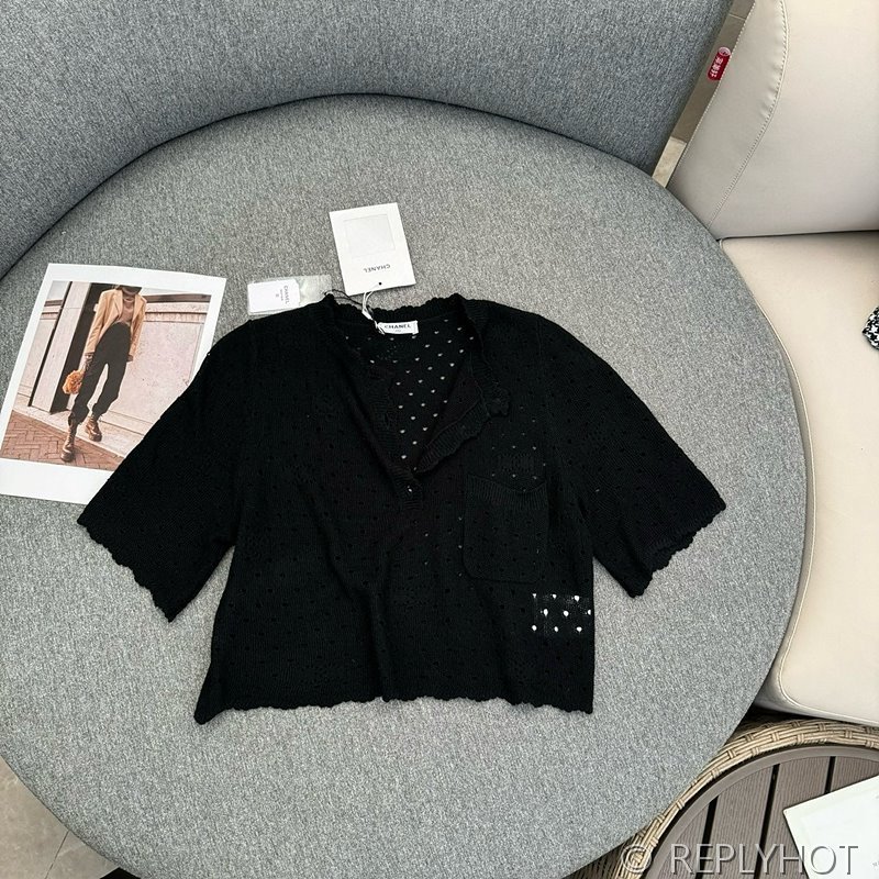 샤넬 반팔 니트탑 2color