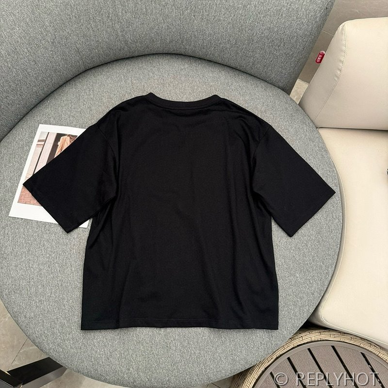 셀린느 로고 플로킹 프린트 티셔츠