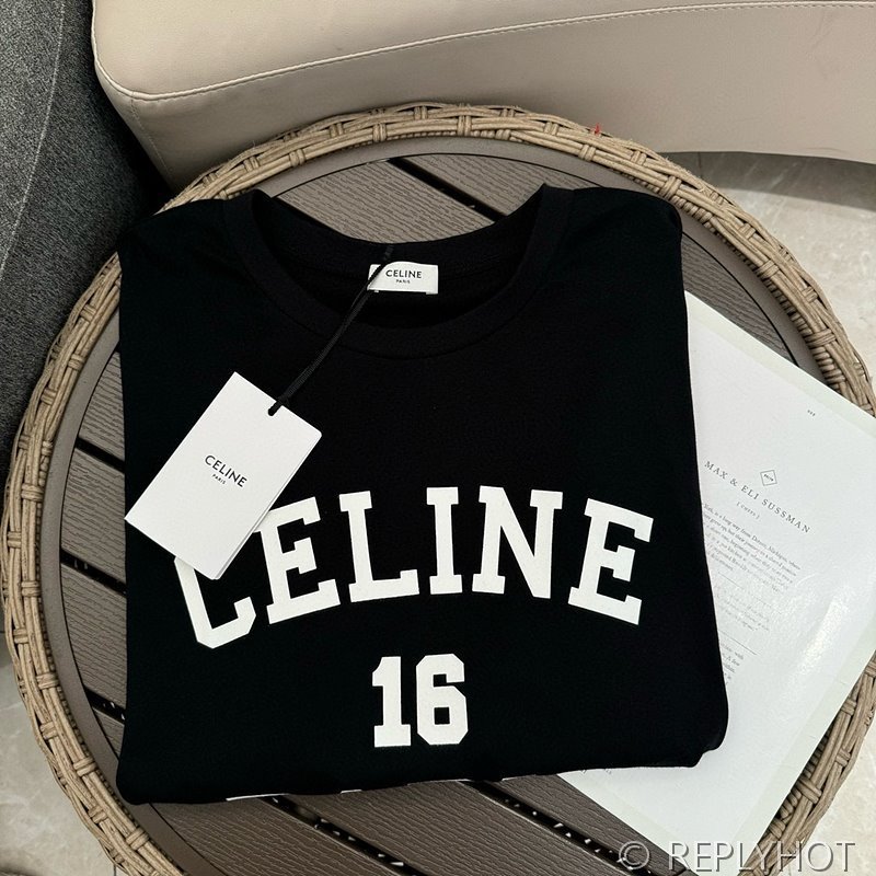 셀린느 로고 플로킹 프린트 티셔츠