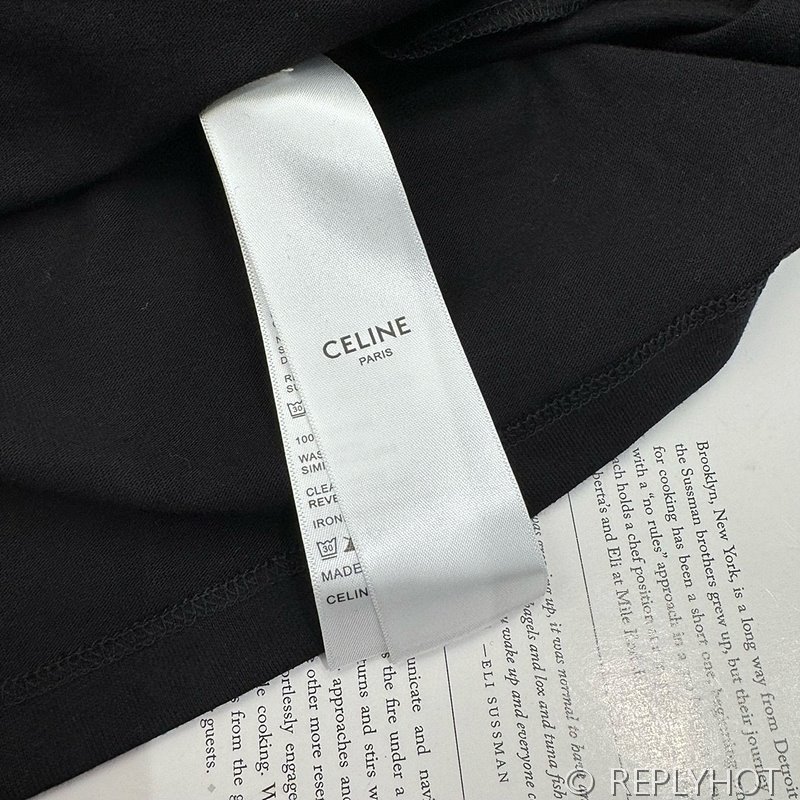 셀린느 로고 플로킹 프린트 티셔츠