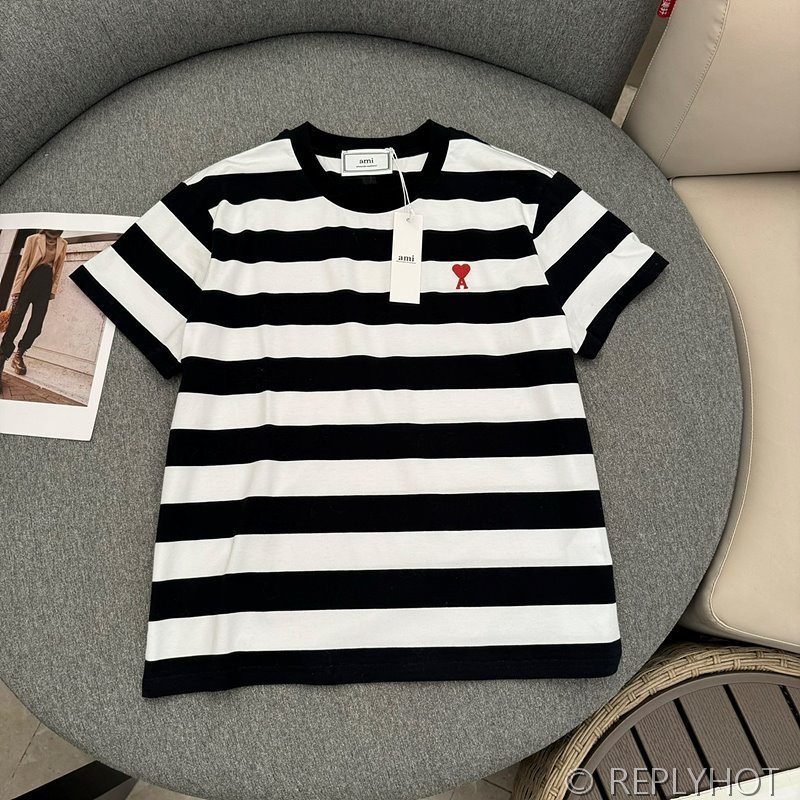 아미 스트라이프 반팔 카라티