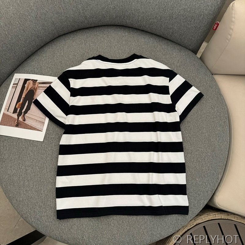 아미 스트라이프 반팔 카라티