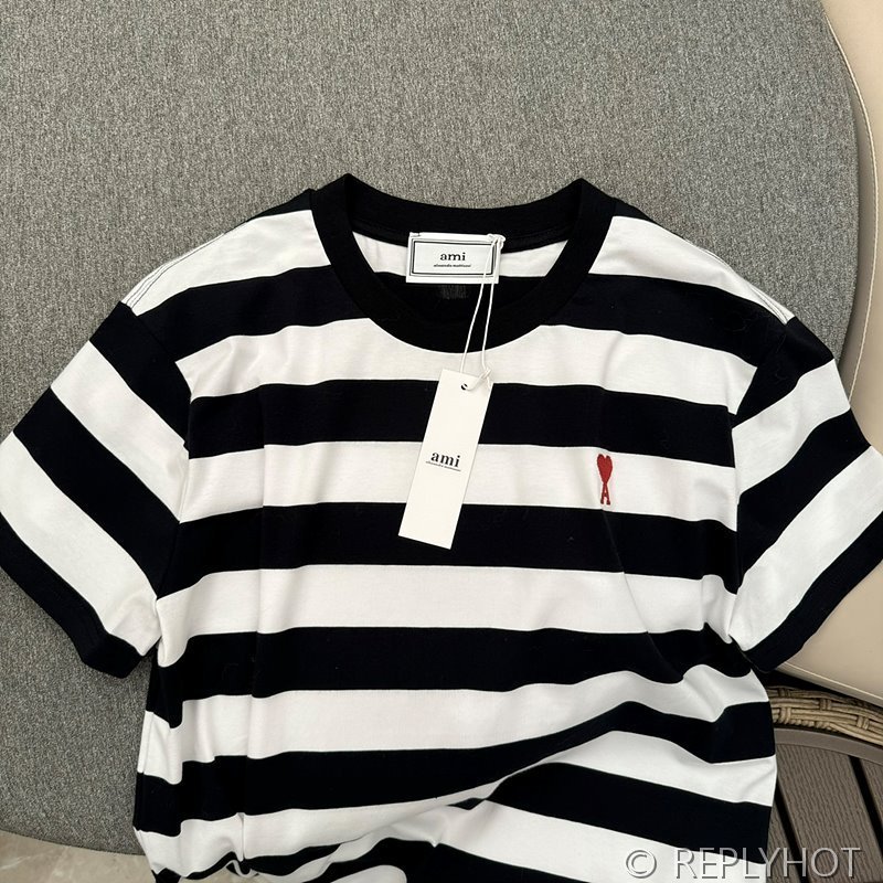 아미 스트라이프 반팔 카라티