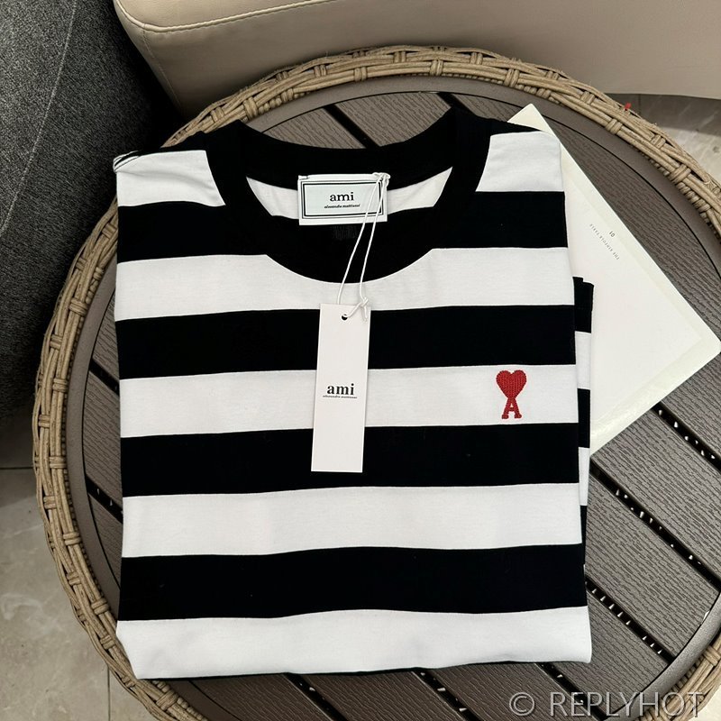 아미 스트라이프 반팔 카라티