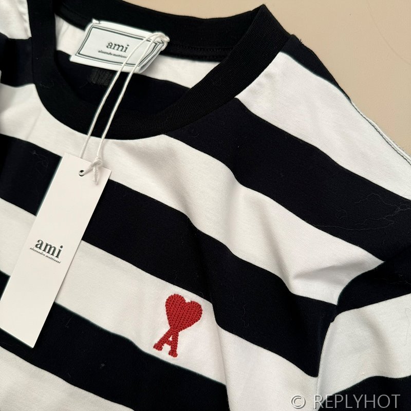 아미 스트라이프 반팔 카라티