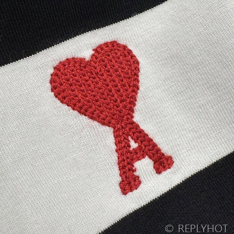 아미 스트라이프 반팔 카라티