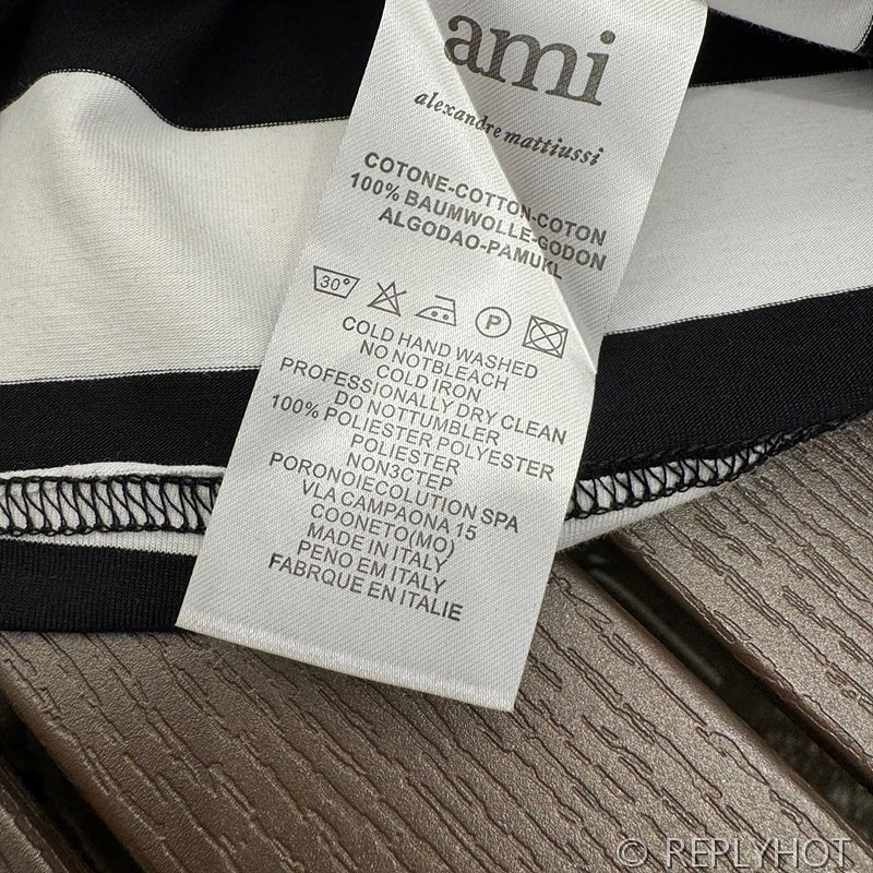 아미 스트라이프 반팔 카라티