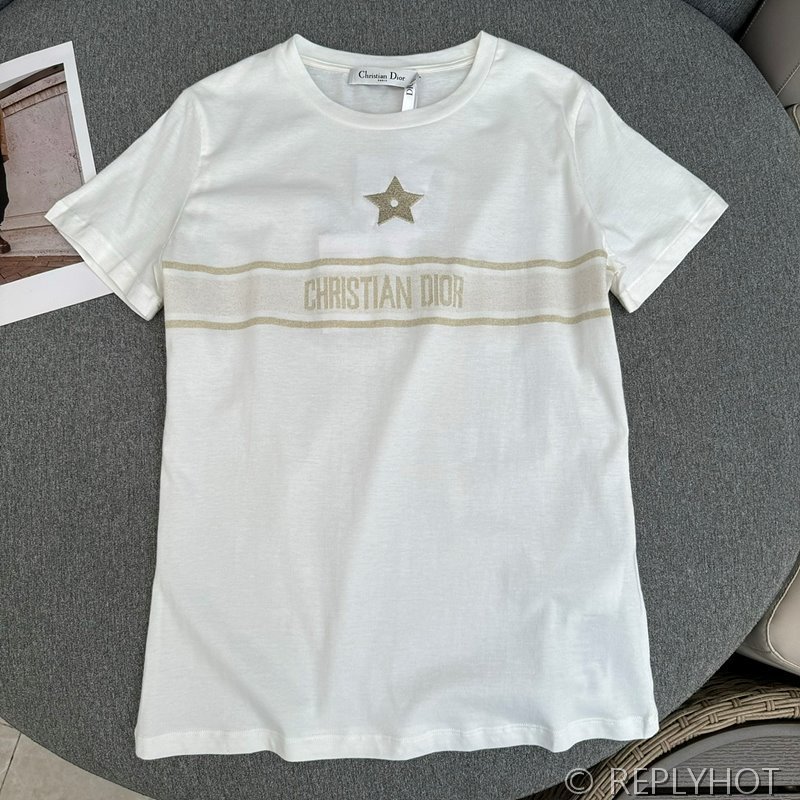 디올 로고자수 코튼반팔