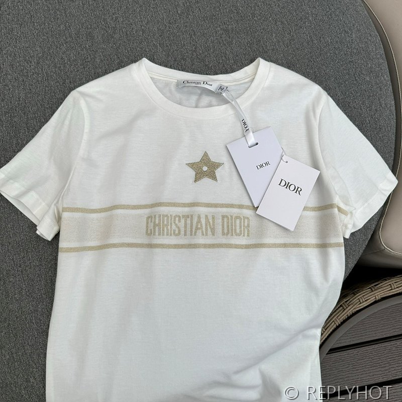 디올 로고자수 코튼반팔