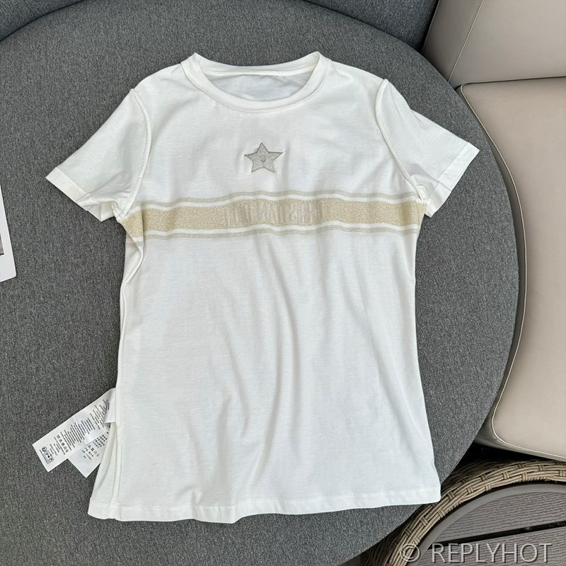 디올 로고자수 코튼반팔