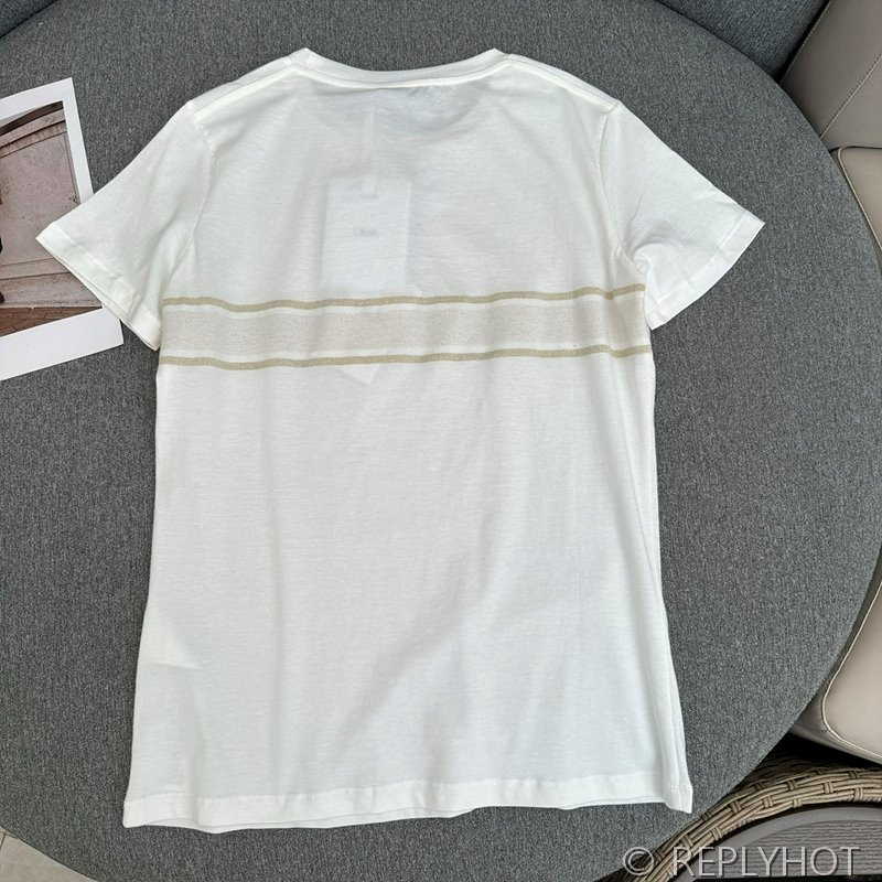 디올 로고자수 코튼반팔