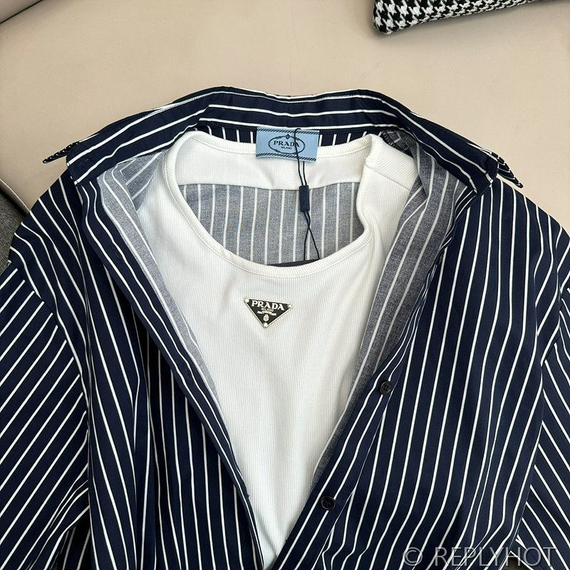 프라다 페이크 스트라이프 셔츠