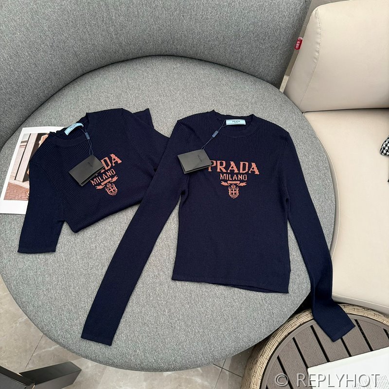 프라다 자카드 로고 긴팔