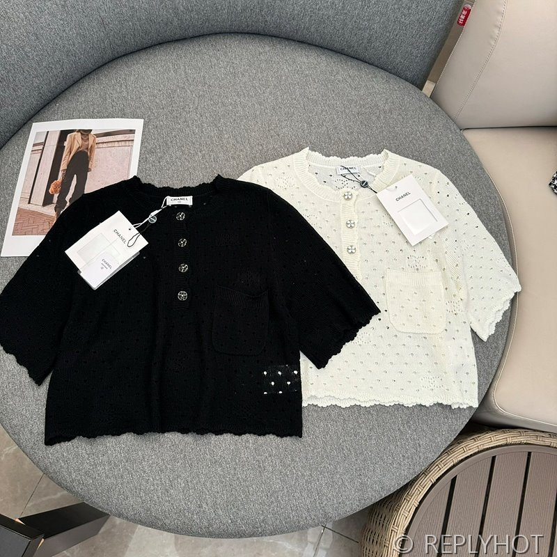샤넬 크로쉐 니트 탑 2color