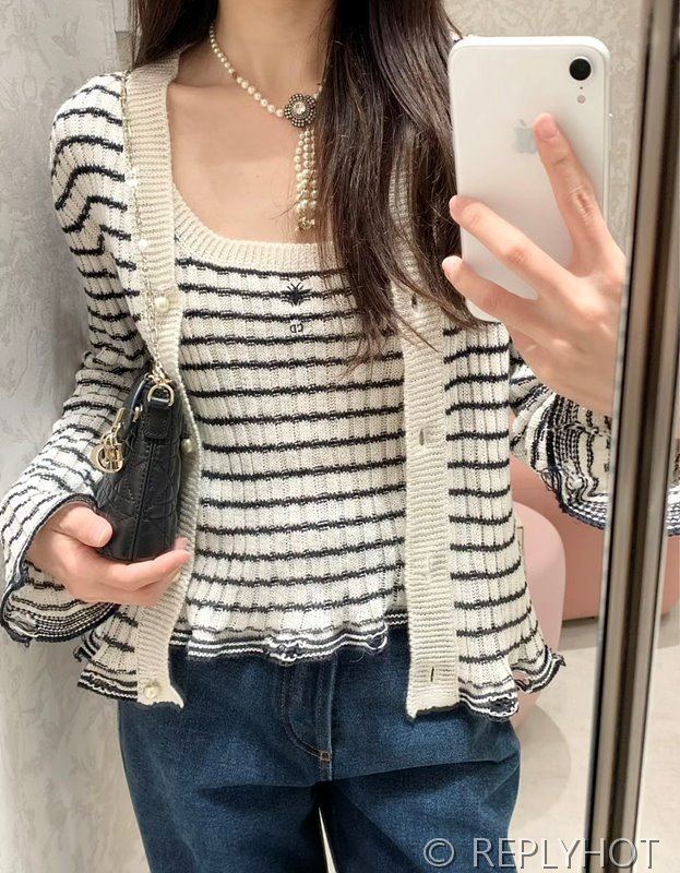 디올 스트라이프 가디건