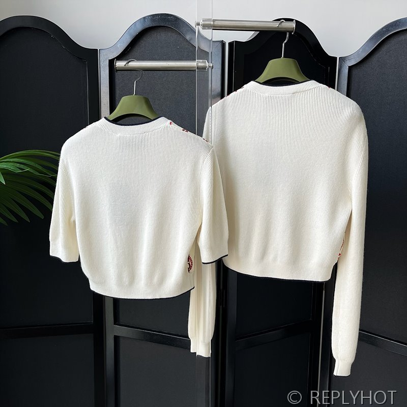 구찌 GG 실크 패치워크 울 니트 반팔