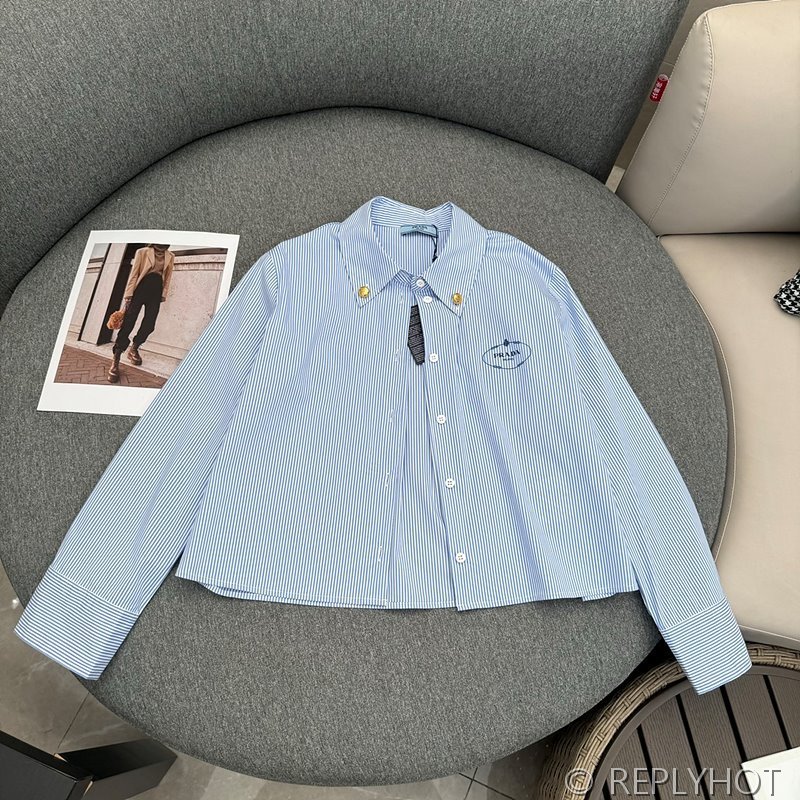 프라다 로고 스트라이프 셔츠