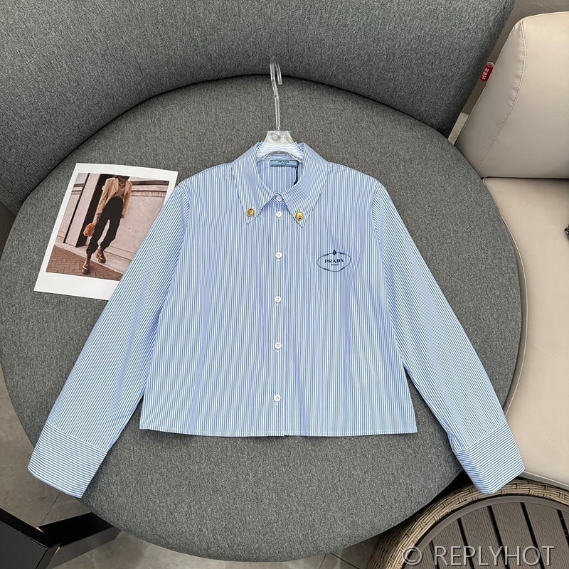 프라다 로고 스트라이프 셔츠