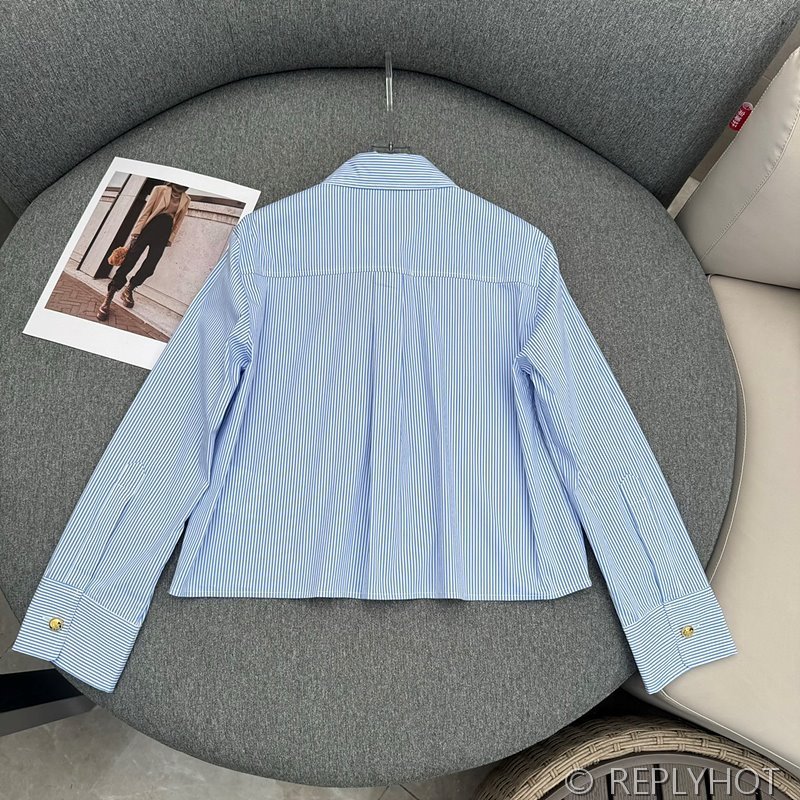 프라다 로고 스트라이프 셔츠