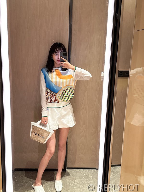 에르메스 실크100% 프린트 니트 풀오버 스웨터