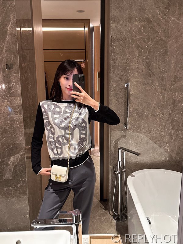 에르메스 실크100% 프린트 니트 풀오버 스웨터