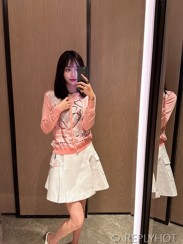 에르메스 실크100% 프린트 니트 풀오버 가디건