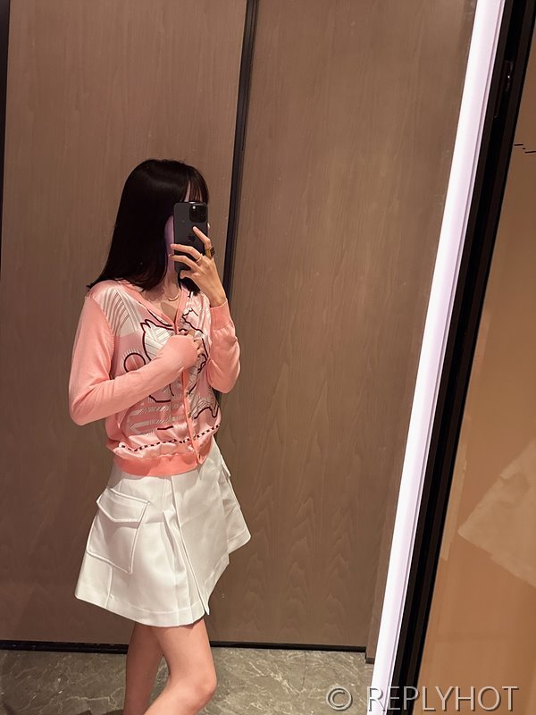 에르메스 실크100% 프린트 니트 풀오버 가디건