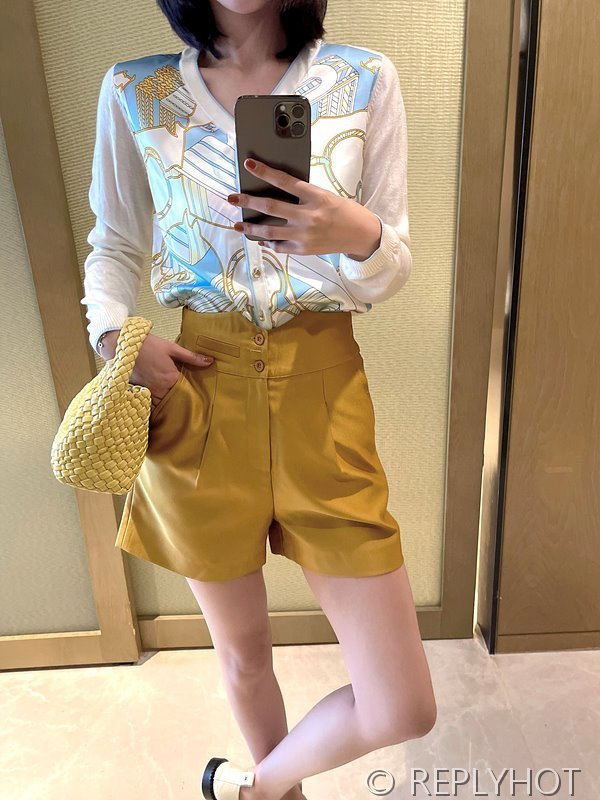 에르메스 실크100% 프린트 니트 풀오버 가디건