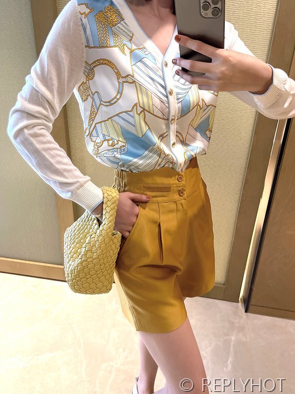 에르메스 실크100% 프린트 니트 풀오버 가디건