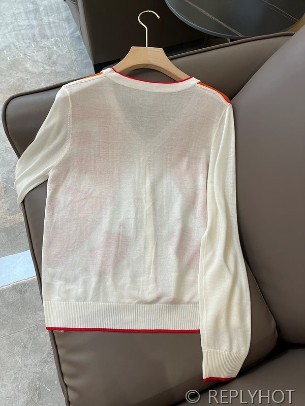 에르메스 실크100% 프린트 니트 풀오버 가디건