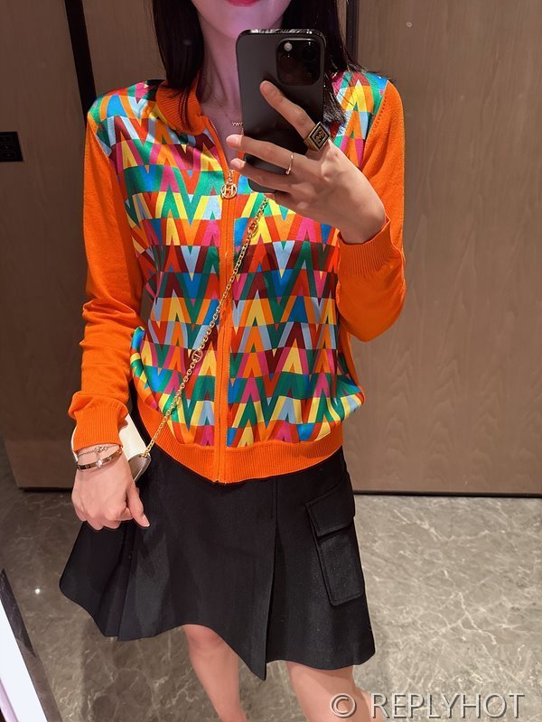 에르메스 실크100% 프린트 니트 풀오버 가디건