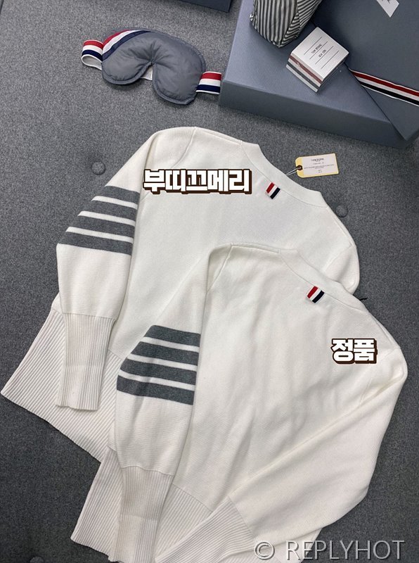 톰브라운 사선완장 브이넥 울 가디건 [매장가 190만원대]