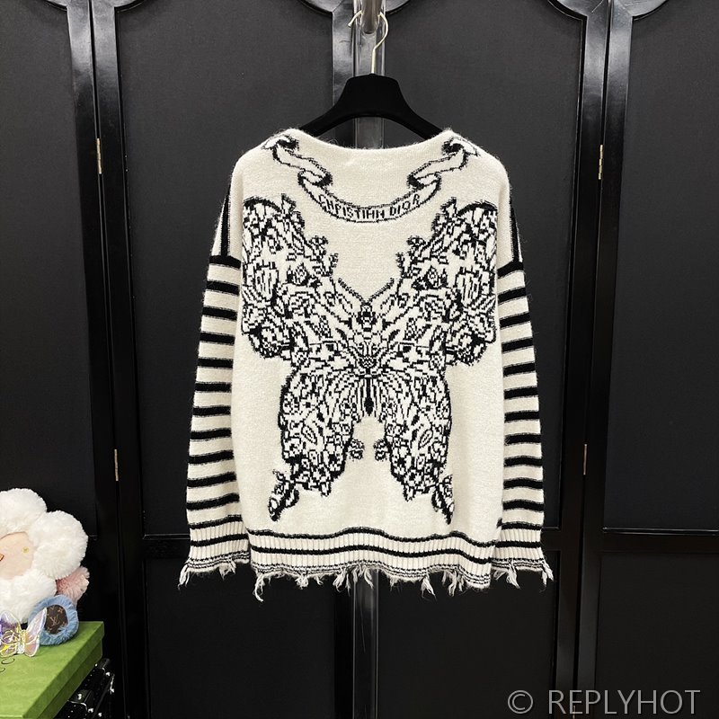 디올 나비자수 스트라이프 니트 [매장가 390만원대]