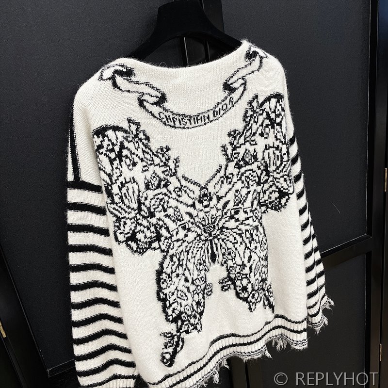 디올 나비자수 스트라이프 니트 [매장가 390만원대]