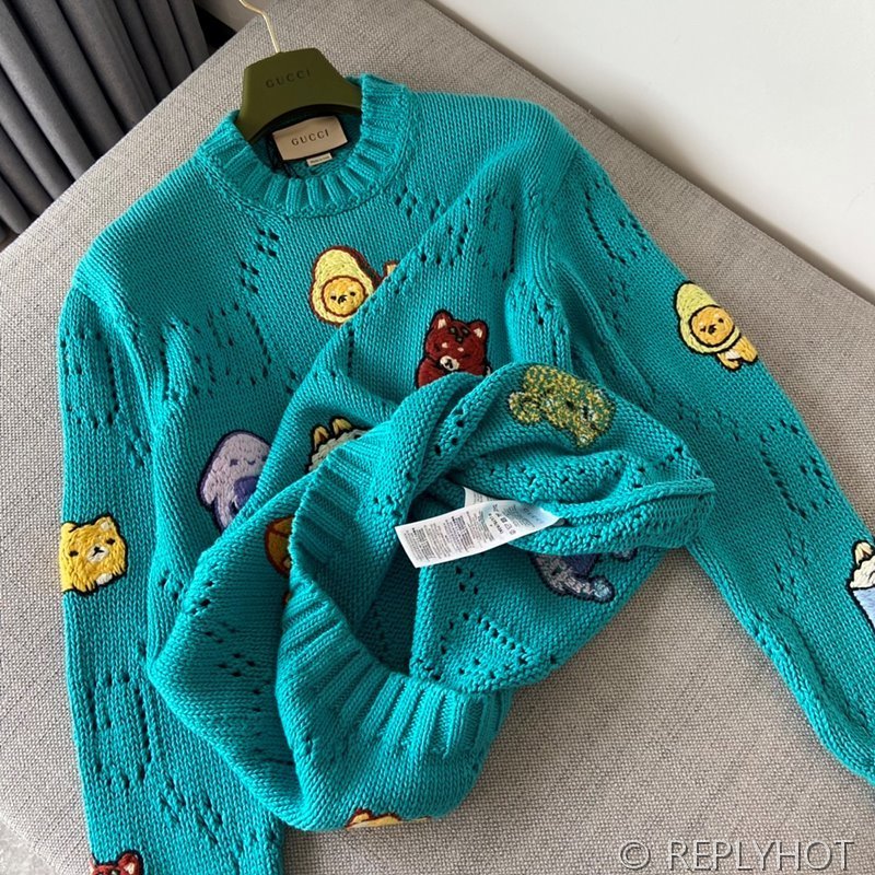 구찌 자수 니트 코튼 스웨터 남여공용 [매장가 358만원대]