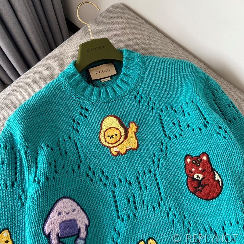 구찌 자수 니트 코튼 스웨터 남여공용 [매장가 358만원대]