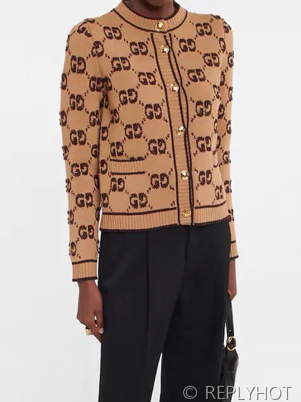 구찌 울 벨벳 블렌디드 자카드 가디건 [매장가 348만원대]