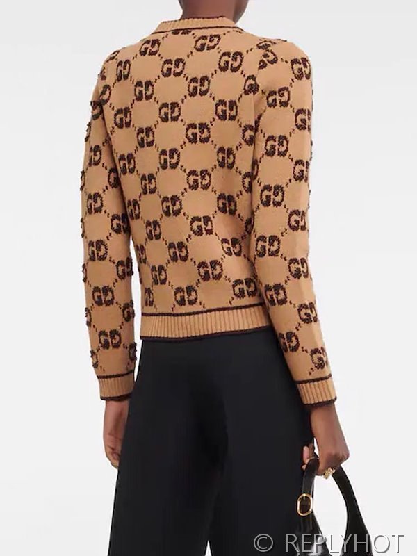 구찌 울 벨벳 블렌디드 자카드 가디건 [매장가 348만원대]