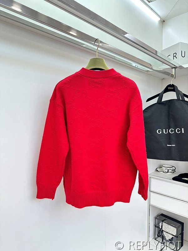 구찌 레드 캐시미어 울 도톰 가디건 [매장가 320만원대]