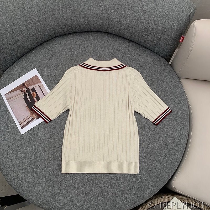 미우미우 반팔 폴로 니트