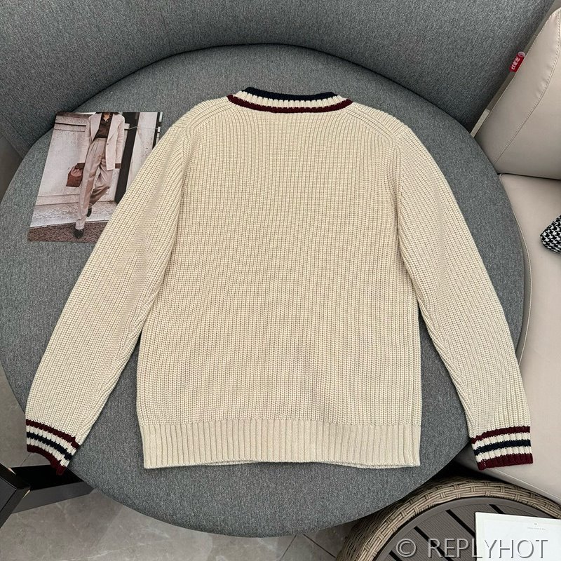 미우미우 V넥 스트라이프 스웨트 가디건