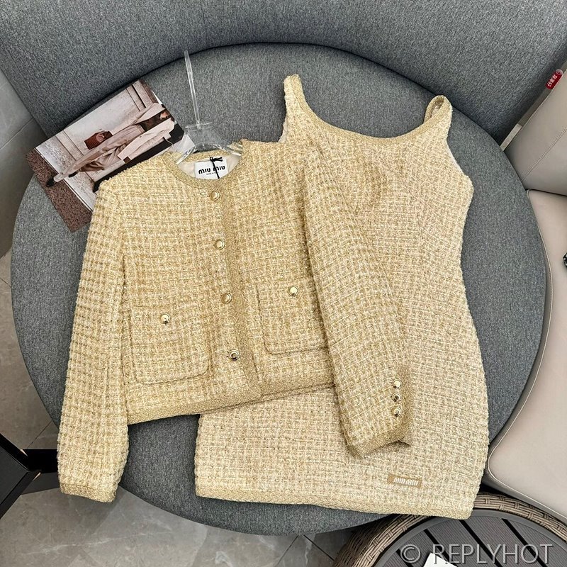 미우미우 브레이드 트위드 숏자켓