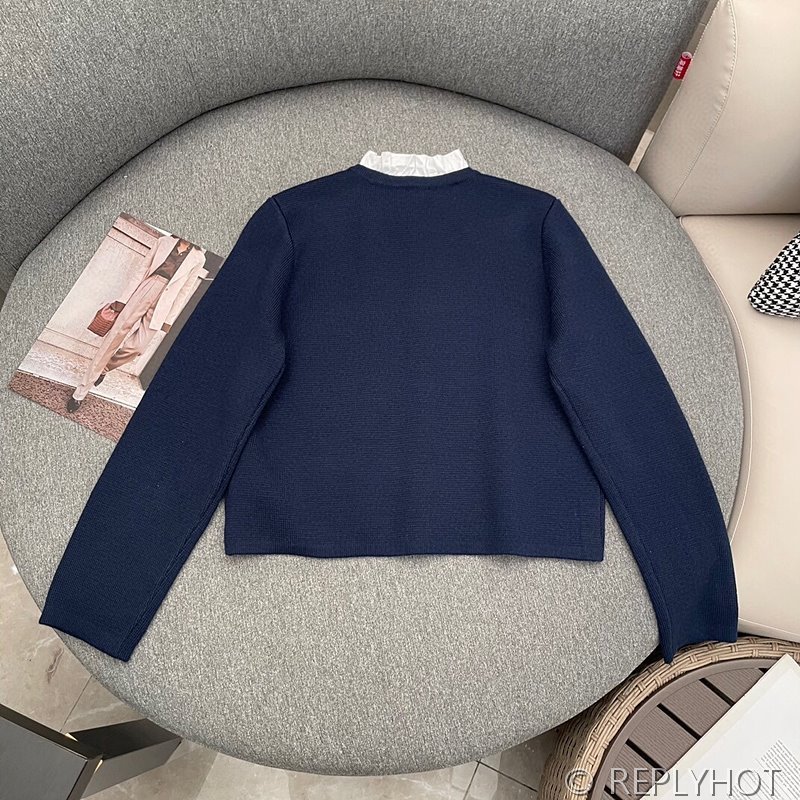 산드로 레이스 칼라 더블 S 로고 울 니트 가디건 [매장가 350만원대]