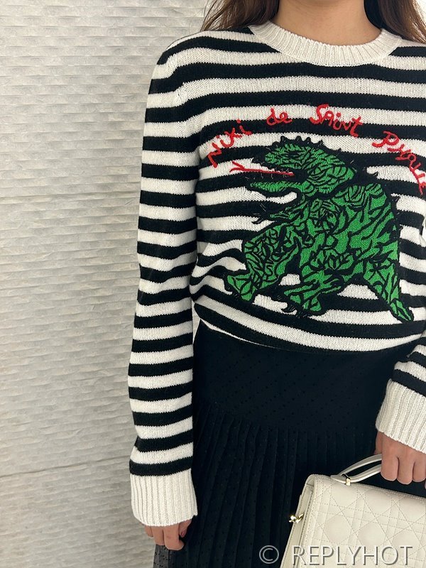 디올 공룡 자수 캐시미어 니트 2COLOR