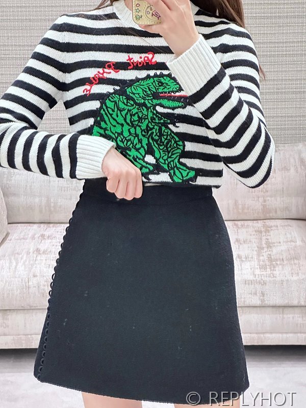 디올 공룡 자수 캐시미어 니트 2COLOR