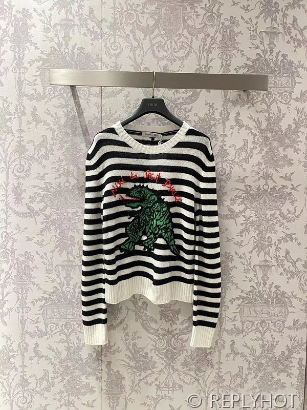 디올 공룡 자수 캐시미어 니트 2COLOR