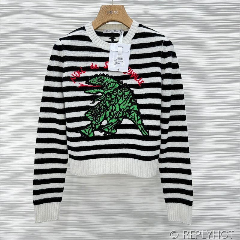 디올 공룡 자수 캐시미어 니트 2COLOR