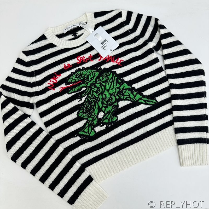 디올 공룡 자수 캐시미어 니트 2COLOR