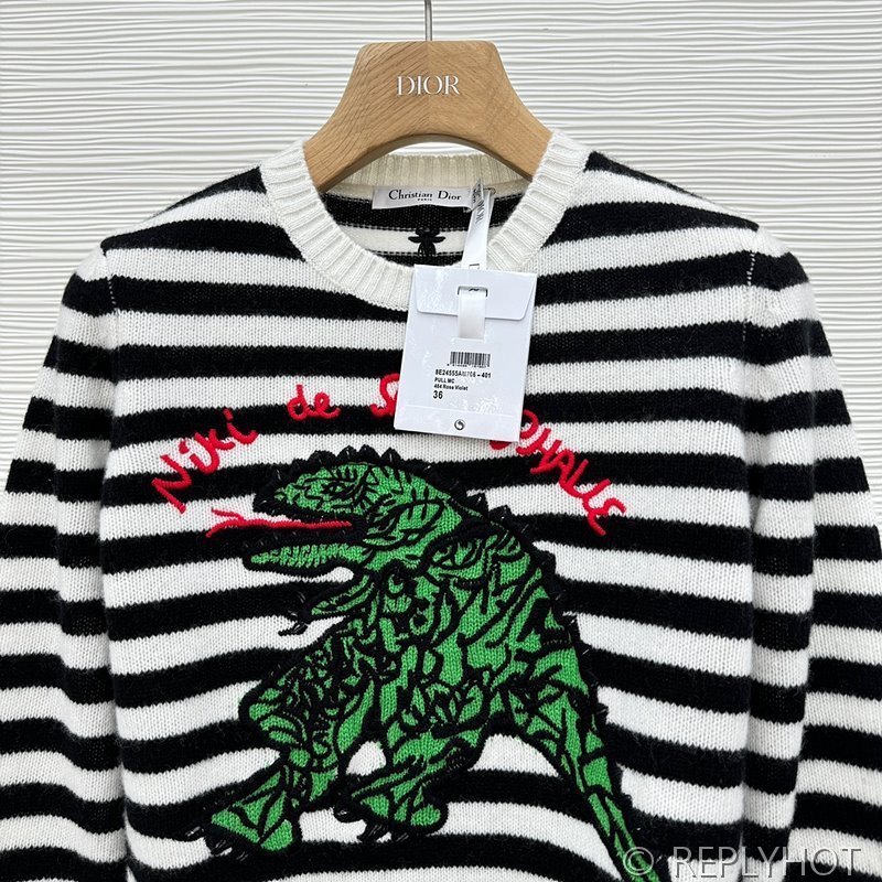 디올 공룡 자수 캐시미어 니트 2COLOR