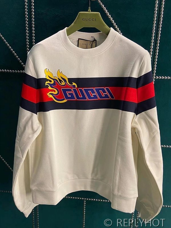 구찌 플레임 스트라이프 크루넥 스웨트셔츠(남여공용)